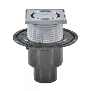 Трап для балконов и террас регулируемый с "сухим" затвором Дн 50/75/110 с нержавеющей решёткой 115х115мм вертикальный выпуск HL HL310N.2