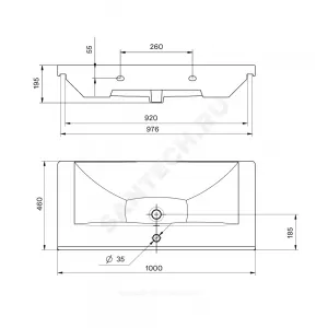 Умывальник мебельный Миранда 100 1 отверстие под смеситель по центру Santek 1.WH30.2.249