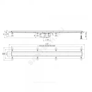 Лоток душевой с "сухим" затвором Дн 50 1000х67мм с решеткой под кладку плитки горизонтальный выпуск ТП-55.1 Татполимер 101200285