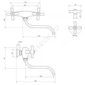 Смеситель для кухонной мойки двуручный Прораб О-серия Славен СЛ-ДВ-О24
