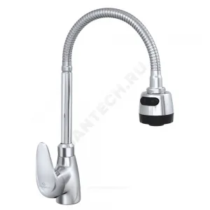 Смеситель для кухонной мойки ручка сбоку одноручный гибкий излив Дача В-серия Славен СЛ-ОД-В25