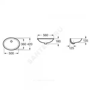 Умывальник мебельный Berna 56 без отверстия под смеситель белый Roca 327871001