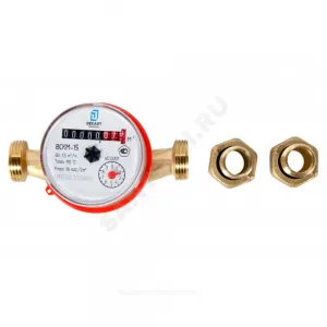 Счётчик г/в и х/в крыльчатый одноструйный Ду 15 Ру16 Qn=1,5 м3/ч 90С L=110мм резьба В/К IP67 ВСКМ-15 Декаст 72-15-243