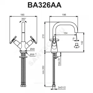 Смеситель для умывальника двуручный ART Vidima BA326AA