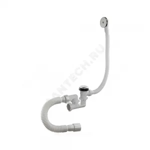 Слив-перелив для ванны регулируемый автоматический 1 1/2"x40 с гофрой 40х40/50 слив клапан "клик-клак", пробка D=45мм Орио А-25089