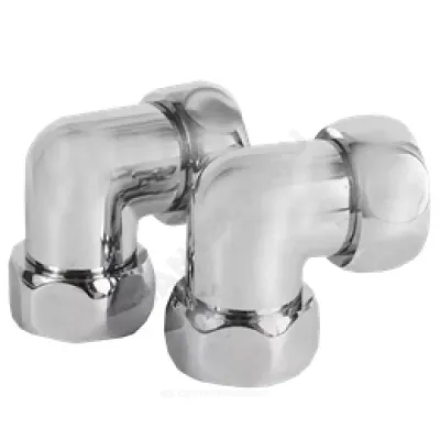 Соединитель для полотенцесушителя латунь Ду 25 (1") нак/гайка угловой хром Терминус 4620768881688