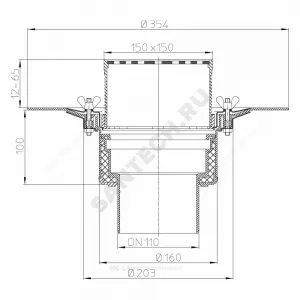 Воронка кровельная HL62B с вертикальным выпуском PP Дн 110 с трапом, теплоизоляцией, обжимным фланцем HL HL62B/1 Воронка кровельная HL62B с вертикальным выпуском PP Дн 110 с трапом, теплоизоляцией, обжимным фланцем HL HL62B/1