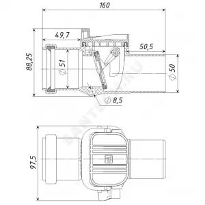 Клапан PP-H обратный канализационный серый Дн 50 б/нап Татполимер ТП-86.50