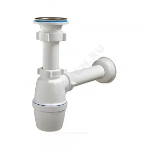 Сифон для кухонной мойки бутылочный 1 1/2"x40 с прямой трубкой 40 выпуск с нержавеющей решёткой D=70мм Орио В-40019