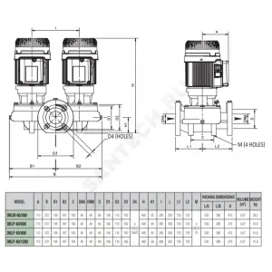 Насос ин-лайн сдвоенный с сухим ротором DKLP 40-900 M DAB 105210424