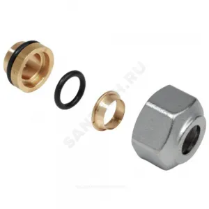 Соединитель латунь для медных труб база 16мм Дн 10х16 обжим/ВР R178 Giacomini R178X012