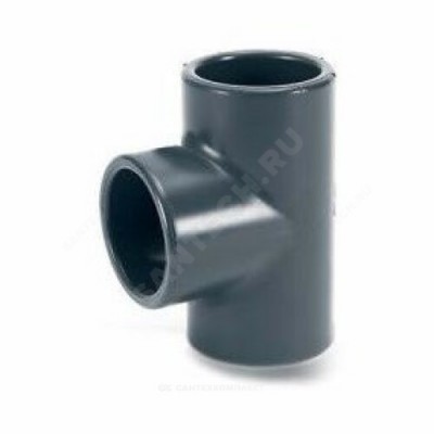 Тройник ПВХ серый под клеевое соед Дн 20х90гр Ру10 напорный Aquaviva