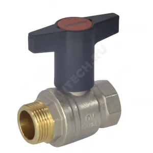 Кран шаровой латунь никель Optibal Ду 32 Ру16 ВР/НР полнопроходной с Т-рукояткой удлиненная ручка Oventrop 1077310