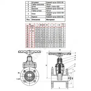 Задвижка чугун VOC4251C аналог МЗВ обрезиненный клин Ду 100 Ру25 Тмакс=110C фл Tecofi VOC4251C-00EP0100