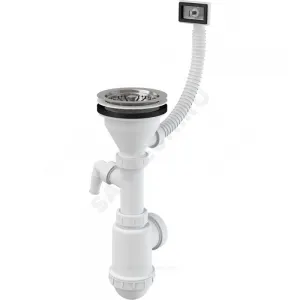 Сифон для кухонной мойки бутылочный с гибким переливом 3 1/2"x40/50 с отводом (штуцером) выпуск с нержавеющей решёткой D=115мм Alca Plast A447P-DN50/40