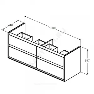 Тумба под умывальник 130 CONNECT AIR белый глянец/белый матовый Ideal Standard E0824B2