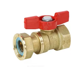 Кран шаровой латунь R251P Ду 15х20 Ру42 ВР бабочка с накидной гайкой для счетчиков Giacomini R251PY003