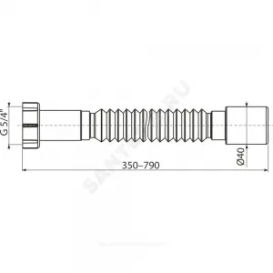 Гофра с гайкой 1 1/4"x40 L=350-790мм Alca Plast A730 Гофра с гайкой 1 1/4"x40 L=350-790мм Alca Plast A730