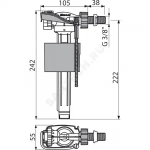 Арматура для бачка наливная 3/8" боковое подключение Alca Plast A150-3/8"