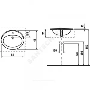 Умывальник врезной Adora 52 1 отверстие под смеситель по центру белый Roca 327204000
