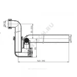 Сифон для кондиционеров трубный DN32xDN40 с обратным клапаном HL HL136N