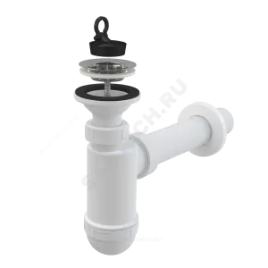 Сифон для умывальника бутылочный 1 1/4"x40 с прямой трубкой 40 литой выпуск с нержавеющей решёткой D=63мм Alca Plast A41