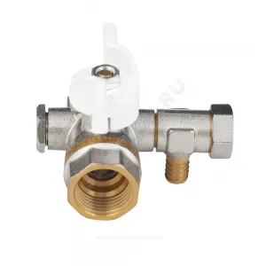 Кран шаровой латунь со спускником 1113 Standard никель Ду 15 Ру40 ВР 1/2" бабочка полнопроходной Aquasfera 1113-01