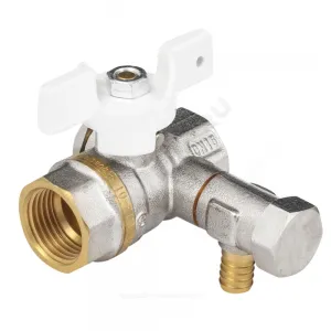 Кран шаровой латунь со спускником 1113 Standard никель Ду 15 Ру40 ВР 1/2" бабочка полнопроходной Aquasfera 1113-01