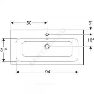 Умывальник мебельный Renova Plan Slim 100 1 отверстие под смеситель по центру белый Geberit 122200000