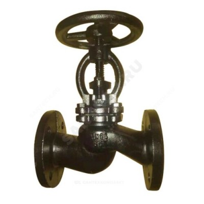 Клапан запорный чугун 15кч16нж Ду 40 Ру25 Тмакс=200 оС фл Китай