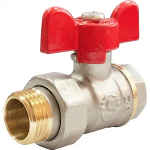 Кран шаровой латунь никель 11Б27фт1М OPTIMA Ду 15 Ру25 ВР/"американка" полнопроходной бабочка VALFEX VF.227.NLB1.012