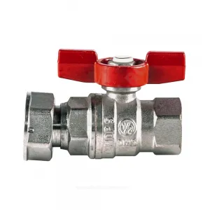 Кран шаровой латунь хром R752 Ду 15х20 Ру42 ВР/нак. гайка полнопроходной бабочка с накидной гайкой для счетчиков Giacomini R752X003