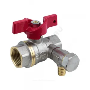 Кран шаровой латунь со спускником 1013 Euro никель Ду 15 Ру40 ВР 1/2" бабочка полнопроходной Aquasfera 1013-01