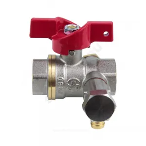 Кран шаровой латунь со спускником 1013 Euro никель Ду 15 Ру40 ВР 1/2" бабочка полнопроходной Aquasfera 1013-01