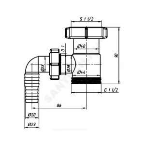 Патрубок для сифона 1 1/2" с отводом (штуцером) АНИ Пласт M110