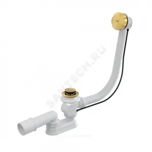 Слив-перелив для ванны плоский полуавтоматический (тросик) 1 1/2"x40 с переходной трубкой 10гр 40/50 слив клапан, пробка D=45мм Alca Plast A55GOLD-120-RU-01