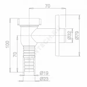 Сифон для стиральной машины 23/19x32 хром Alca Plast APS1