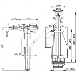 Арматура для бачка сливная/наливная 3/8" боковое подключение кнопка хром 2/реж Alca Plast SA08AK 3/8" CHROM Арматура для бачка сливная/наливная 3/8" боковое подключение кнопка хром 2/реж Alca Plast SA08AK 3/8" CHROM