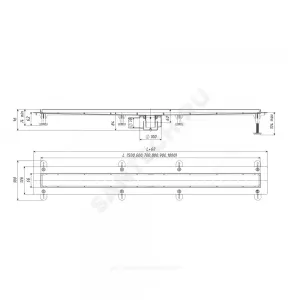 Лоток душевой с "сухим" затвором Дн 50 1000х66мм с нержавеющей решеткой горизонтальный выпуск ТП-55 Татполимер 101200283