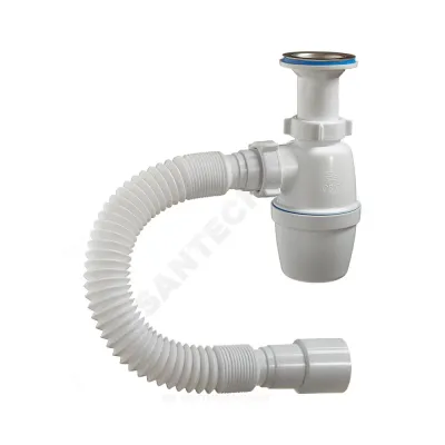 Сифон для умывальника/мойки бутылочный 1 1/2"x40 с гофрой 40х40/50 литой выпуск с нержавеющей решёткой D=70мм Орио А-40029