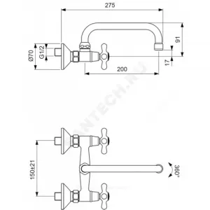 Смеситель для умывальника двуручный RETRO Vidima BA121AA