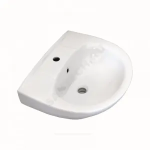 Умывальник подвесной Антей 55 1 отверстие под смеситель по центру УмОв2Ф с переливом Лобненский стройфарфор 10/1/5/1-76