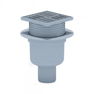 Трап регулируемый с гидрозатвором Дн 50 с нержавеющей решёткой 100х100мм вертикальный выпуск АНИ Пласт TA5702