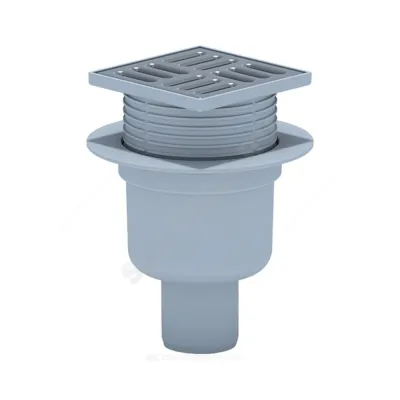 Трап регулируемый с гидрозатвором Дн 50 с нержавеющей решёткой 100х100мм вертикальный выпуск АНИ Пласт TA5702