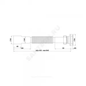 Сифон для умывальника гофрированный 1 1/4"x40/50 выпуск с нержавеющей решёткой D=65мм АНИ Пласт G206