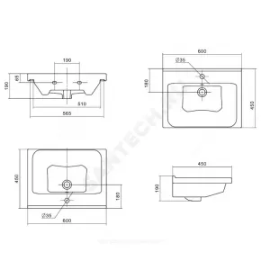 Умывальник мебельный Миранда 60 1 отверстие под смеситель по центру Santek 1.WH30.2.421