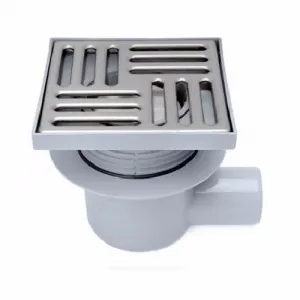 Трап регулируемый с "сухим" затвором Дн 50 с нержавеющей решёткой 150х150мм горизонтальный выпуск RTP (РосТурПласт) 11417