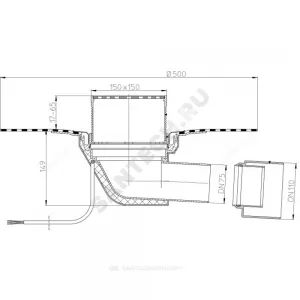 Воронка кровельная HL64.1BH с горизонтальным выпуском PP Дн 75/110 с трапом, электрообогревом, теплоизоляцией, гидроизоляционным полимербитумным полотном HL HL64.1BH Воронка кровельная HL64.1BH с горизонтальным выпуском PP Дн 75/110 с трапом, электрообогревом, теплоизоляцией, гидроизоляционным полимербитумным полотном HL HL64.1BH