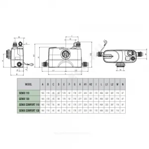 Установка канализационная GENIX 130 COMFORT DAB 60165318