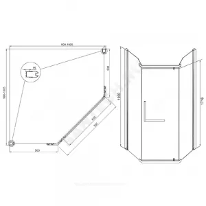 Ограждение душевое Aurora 1000х1000х1900 мм без поддона пятиугольная прозрачное стекло Мирсант УТ000058039